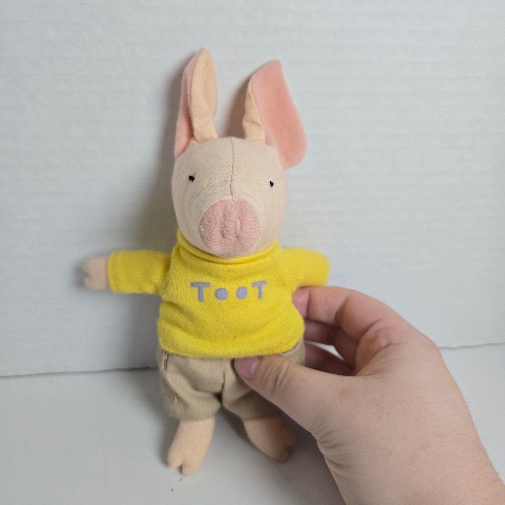 Crocodile Creek Toot & Puddle Pig Plush 7" Yellow Shirt Top Story Book 1997